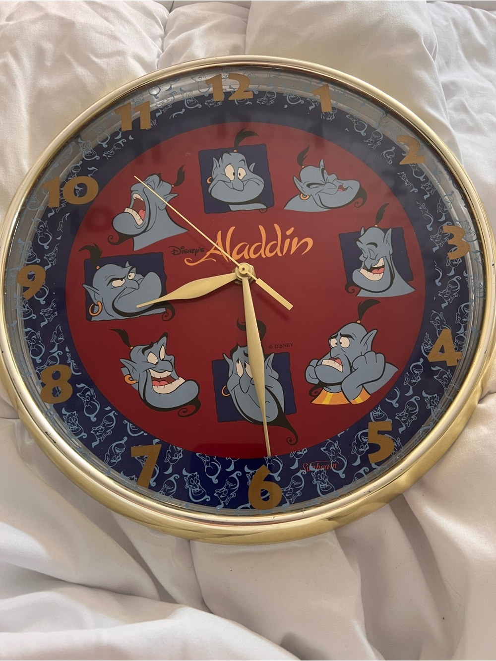 Sunbeam Aladdin Genie Wall Clock - Red and Blue with Gold Accents
